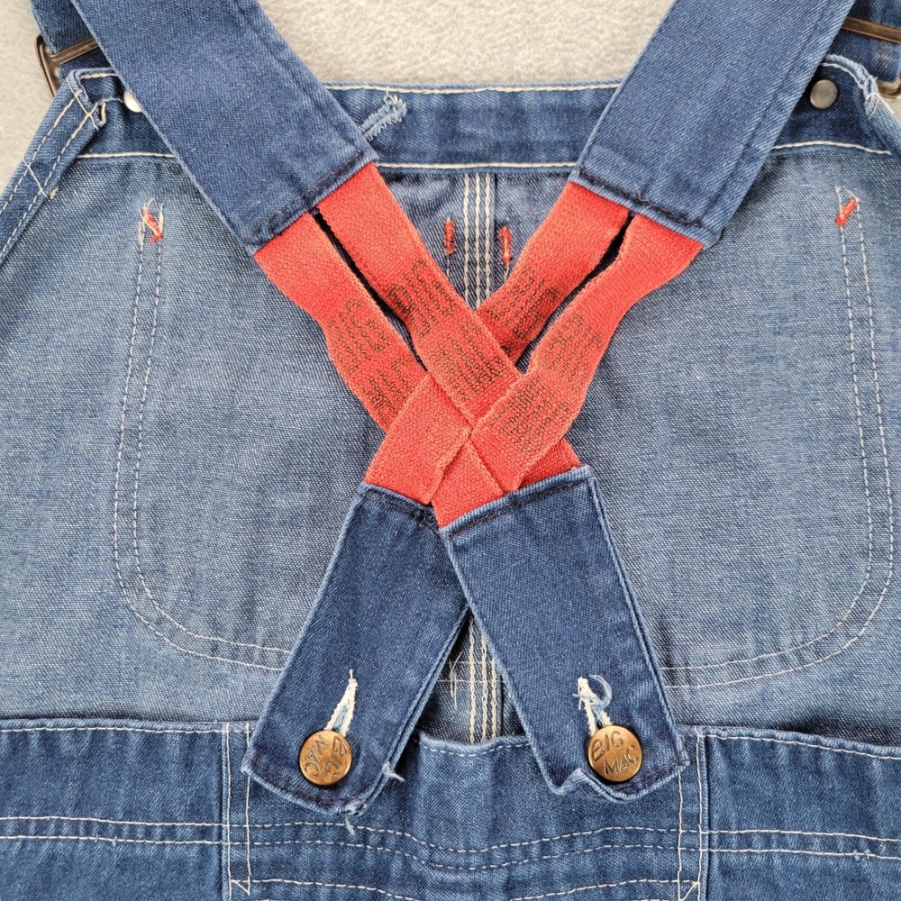 Big Mac VTG‎ Mens Denim Bib Overalls Blue Made in USA W42 L30 Carpenter Utility - Picture 16 of 16